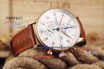 Perfect Replica IWC Portuguese Chronograph Watch Rose Gold White Dial